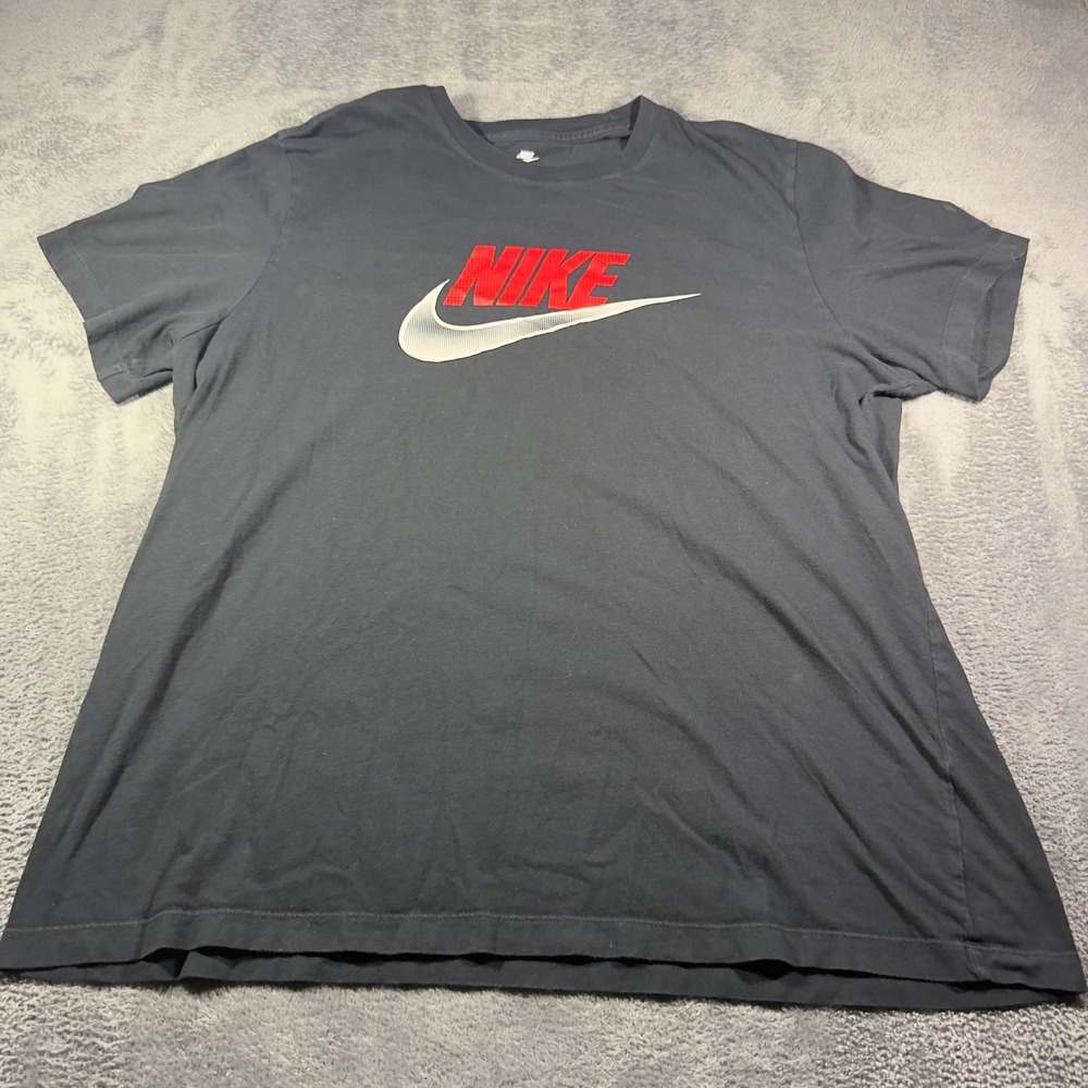 Nike Mens Graphic T-Shirt Black Red White Swoosh Logo Short Sleeve XXL